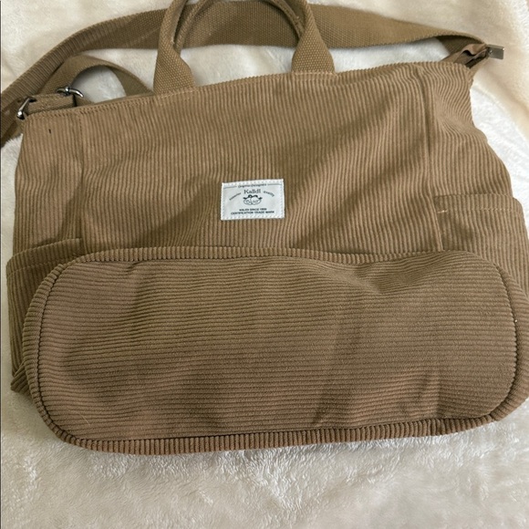Kalidi Stylish Tan Corduroy Women's Tote Bag - Picture 2 of 8